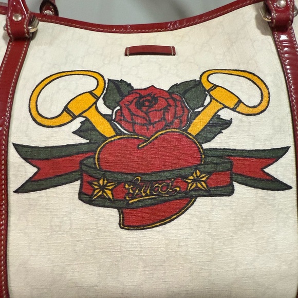 Gucci Vintage Tattoo Tote | Y2K Sacred Heart Swallow Canvas Bag - Picture 12 of 12